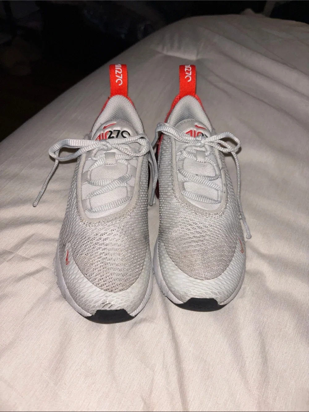 Nike Kids Light Gray and Red Sneakers